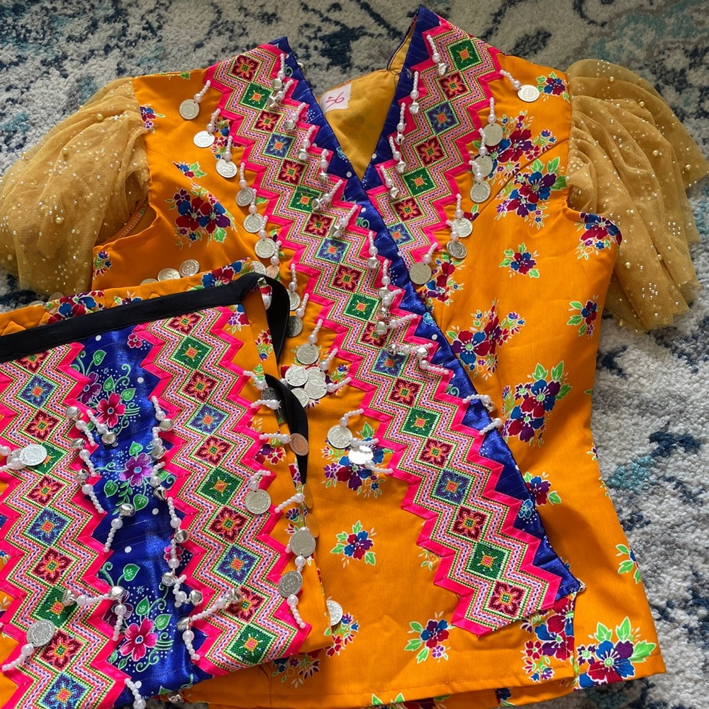 Size 36 Hmong outfit in orange
